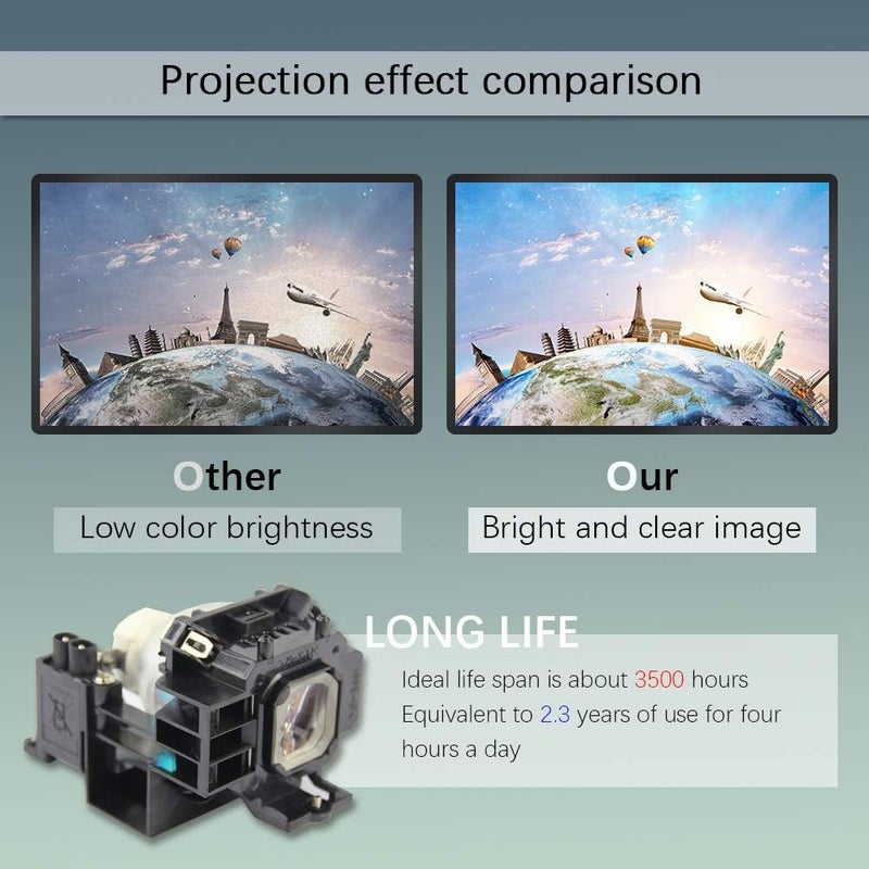 CTBAIER NP07LP/LV-LP31 Replacement Projector Lamp Bulb for NEC NP300 NP400 NP500 NP600 NP300A NP500W NP410W NP510W NP510 NP610SG NP500WS NP510WS Canon LV-7275/8300/7375/7370/7385/8310/8215 - Image 4